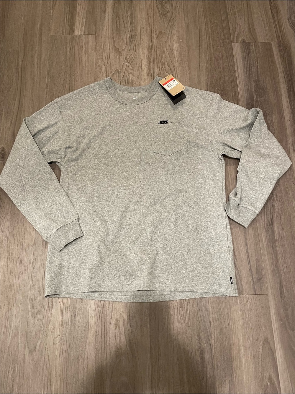 New Nike Long Sleeve Pocket Shirt — Gray — Size L